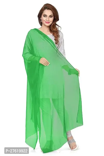 Rawat Readymade Garments 2.25 Meters Solid Chiffon Dupatta/Chunni/Scarf In Bright Green Colour
