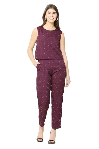 Stylish Women's Color Polka Dots Crepe Jumpsuit