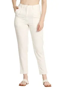 Avyanna Stylish Womens Off White Solid Lycra Pant-thumb1