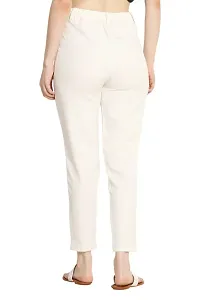 Avyanna Stylish Womens Off White Solid Lycra Pant-thumb2