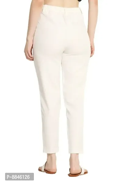 Avyanna Stylish Womens Off White Solid Lycra Pant-thumb3