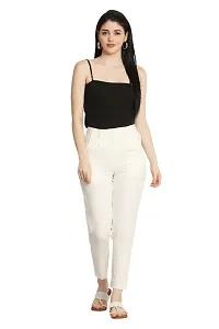 Avyanna Stylish Womens Off White Solid Lycra Pant-thumb3