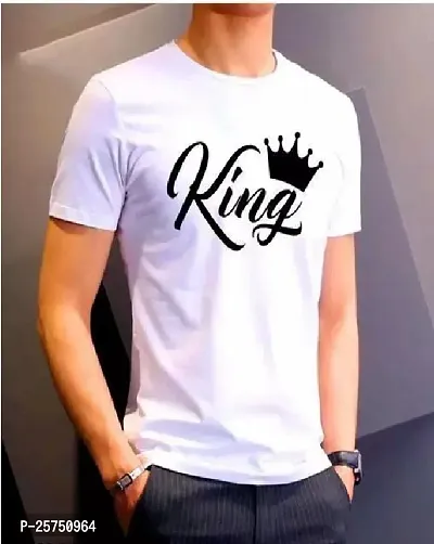 Reliable White Polycotton Printed Round Neck Tees For Men-thumb0