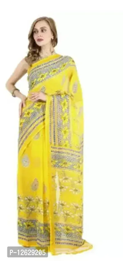 Stylish Georgette Printed Women Saree with Blouse Piece