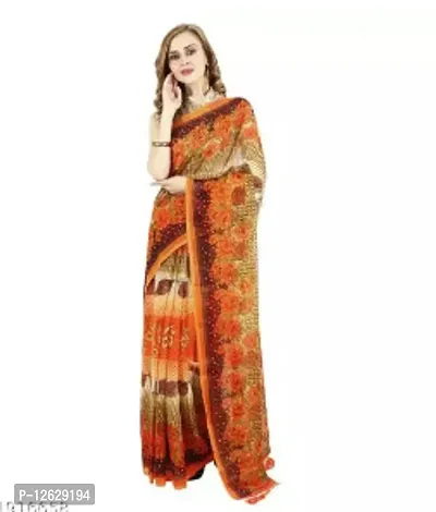 Stylish Georgette Printed Women Saree with Blouse Piece-thumb0