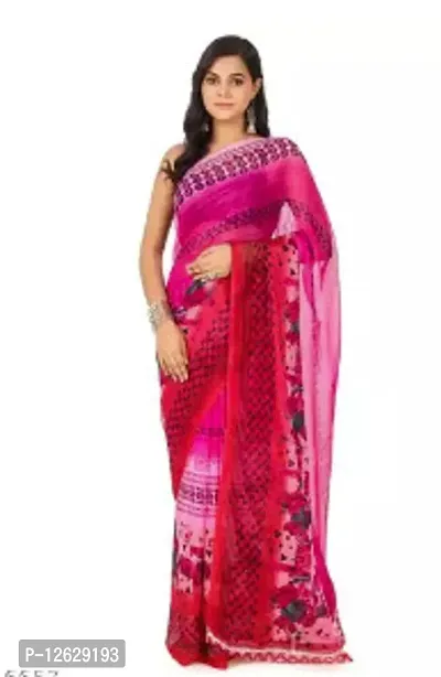 Stylish Georgette Printed Women Saree with Blouse Piece-thumb0