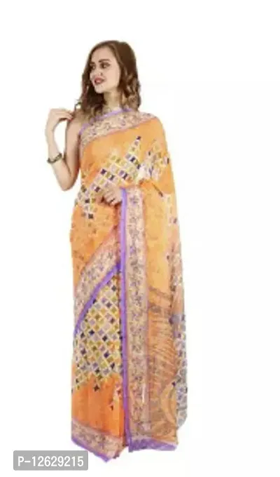 Stylish Georgette Printed Women Saree with Blouse Piece-thumb0