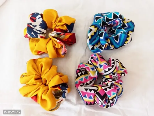 Modern Printed Hair Scrunchy pack of 4