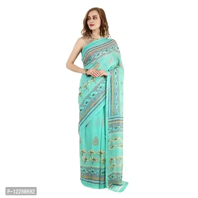 mint green colored georgette saree