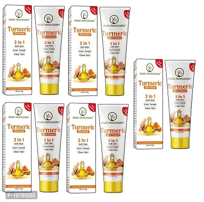 UNIQUE PROFESSIONAL TURMERIC SKIN CREAM 3 IN 1 SOFT SKIN EVEN TONED CLEAR SKIN 50 GR PACK OF 5