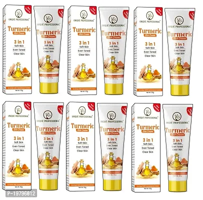 UNIQUE PROFESSIONAL TURMERIC SKIN CREAM 3 IN 1 SOFT SKIN EVEN TONED CLEAR SKIN 50 GR PACK OF 6