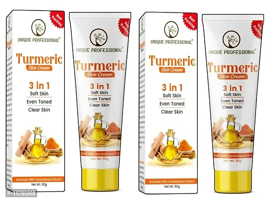 UNIQUE PROFESSIONAL TURMERIC SKIN CREAM 3 IN 1 SOFT SKIN EVEN TONED CLEAR SKIN 50 GR PACK OF 2