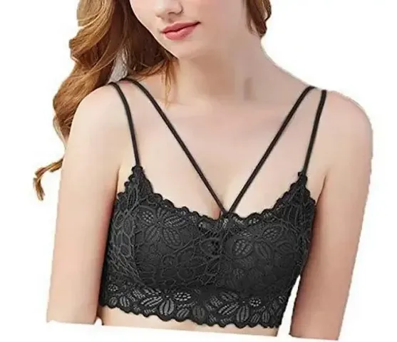 Net Lightly Padded Wire Free Regular Bra For Women