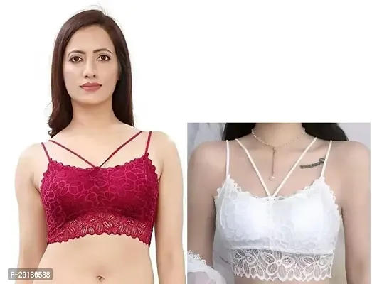 Stylish Multicoloured Net Lace Bras For Women Pack of 2-thumb0