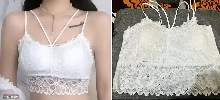 Stylish White Net Lace Bras For Women Pack of 2