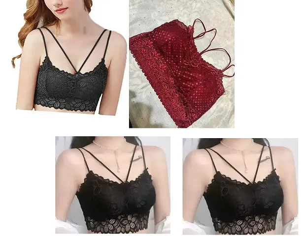 Stylish Net Lace Bras For Women Pack of 3