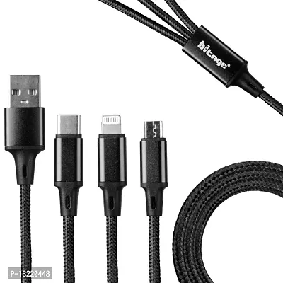 Hitage USB Type C Cable 1.2 m Multi Charging Cable 4ft 3 in 1 Nylon Braided Multiple USB Fast Charging Cable for Android, iOS and Type C Devices USB Port Connectors Compatible Smart Phones  Tablets A-thumb0