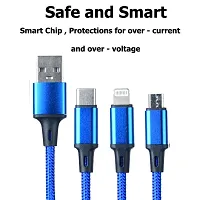 Hitage USB Type C Cable 1.2 m Multi Charging Cable 4ft 3 in 1 Nylon Braided Multiple USB Fast Charging Cable for Android, iOS and Type C Devices USB Port Connectors Compatible Smart Phones  Tablets A-thumb2