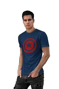 Doer Captain America Cotton T-Shirts for Men & Women Blue Large Size-thumb1