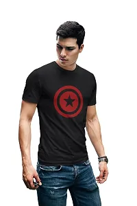 Doer Captain America Cotton T-Shirts for Men & Women Black Medium Size-thumb2