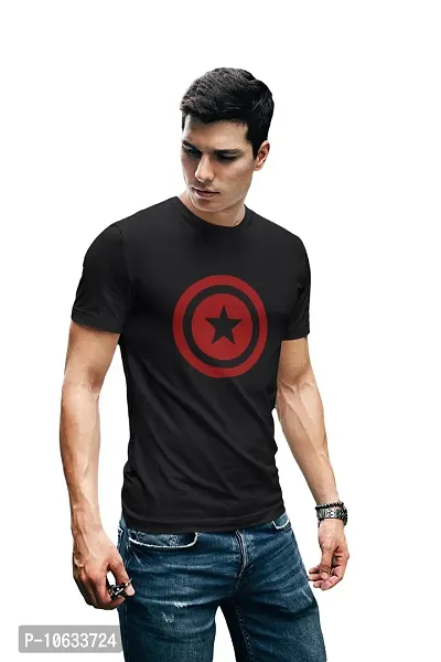 Doer Captain America Cotton T-Shirts for Men & Women Black Medium Size-thumb3