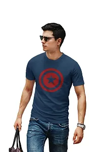 Doer Captain America Cotton T-Shirts for Men & Women Blue Large Size-thumb3