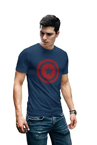 Doer Captain America Cotton T-Shirts for Men & Women Blue Large Size-thumb2