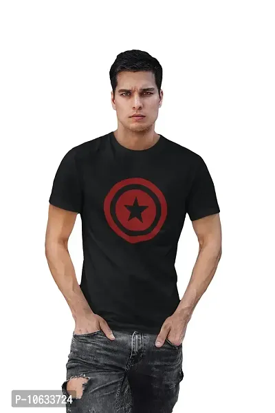 Doer Captain America Cotton T-Shirts for Men & Women Black Medium Size