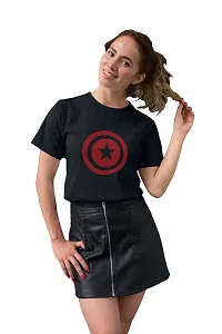 Doer Captain America Cotton T-Shirts for Men & Women Black Medium Size-thumb4