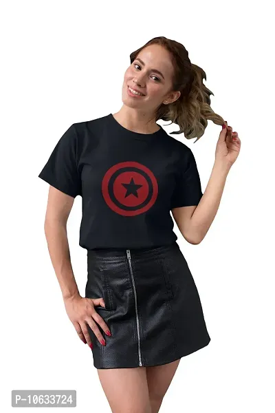 Doer Captain America Cotton T-Shirts for Men & Women Black Medium Size-thumb5