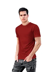 ADT Photo Gifts Cotton Plain Solid Blue & Maroon Combo T-Shirts Pack of 2 in Large Size-thumb4