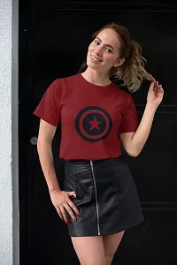 Doer Captain America Cotton T-Shirts for Men & Women Maroon Small Size-thumb4