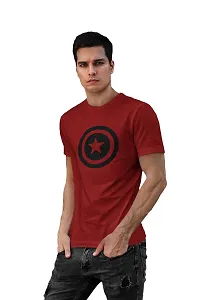 Doer Captain America Cotton T-Shirts for Men & Women Maroon Small Size-thumb2