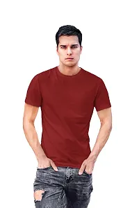 ADT Photo Gifts Cotton Plain Solid Blue & Maroon Combo T-Shirts Pack of 2 in Large Size-thumb1