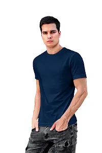 ADT Photo Gifts Cotton Plain Solid Black & Blue Combo T-Shirts Pack of 2 in Small Size-thumb3