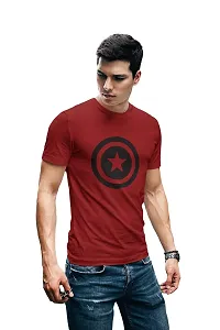 Doer Captain America Cotton T-Shirts for Men & Women Maroon Small Size-thumb1