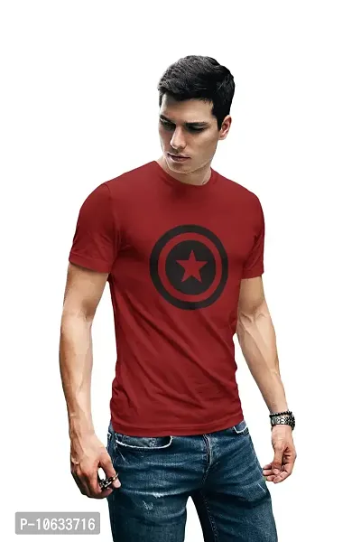 Doer Captain America Cotton T-Shirts for Men & Women Maroon Small Size-thumb2