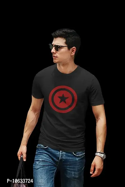 Doer Captain America Cotton T-Shirts for Men & Women Black Medium Size-thumb4