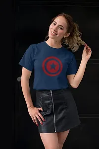 Doer Captain America Cotton T-Shirts for Men & Women Blue Large Size-thumb4