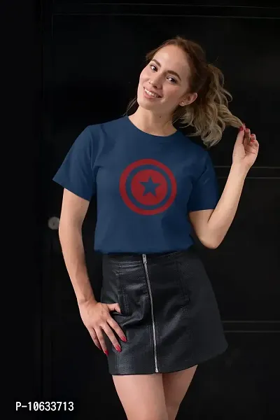 Doer Captain America Cotton T-Shirts for Men & Women Blue Large Size-thumb5