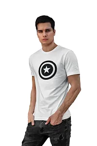 Doer Captain America Cotton T-Shirts for Men & Women White Small Size-thumb1