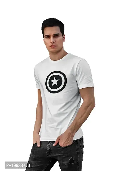 Doer Captain America Cotton T-Shirts for Men & Women White Small Size-thumb2