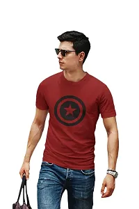 Doer Captain America Cotton T-Shirts for Men & Women Maroon Small Size-thumb3