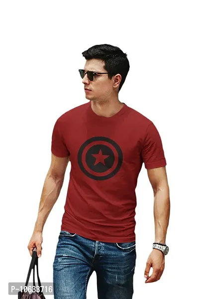 Doer Captain America Cotton T-Shirts for Men & Women Maroon Small Size-thumb4