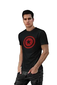 Doer Captain America Cotton T-Shirts for Men & Women Black Medium Size-thumb1