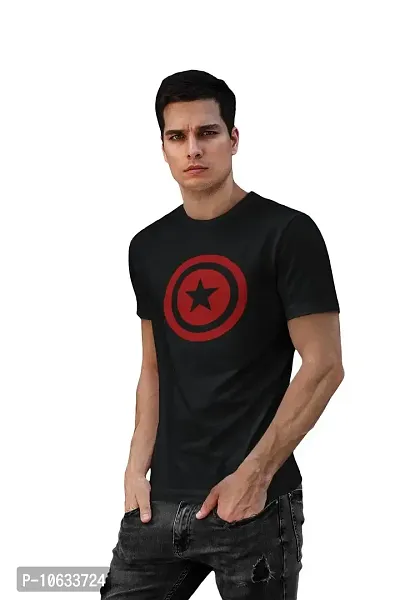 Doer Captain America Cotton T-Shirts for Men & Women Black Medium Size-thumb2