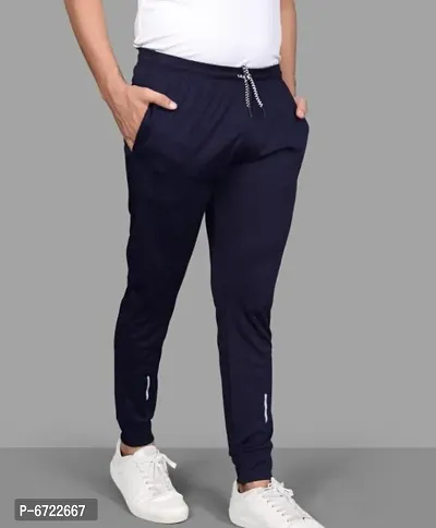 Navy Blue Synthetic Regular Track Pants For Men-thumb2