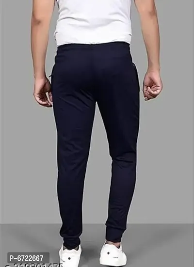Navy Blue Synthetic Regular Track Pants For Men-thumb3