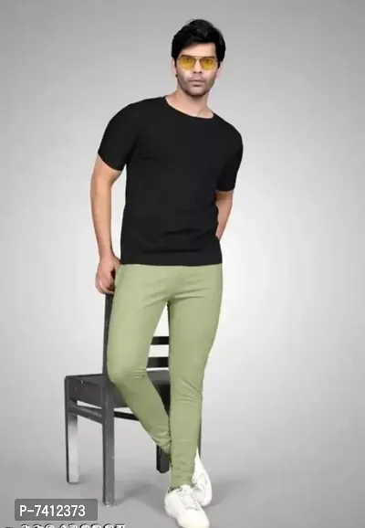 Green Polyester Blend Regular Track Pants For Men-thumb3