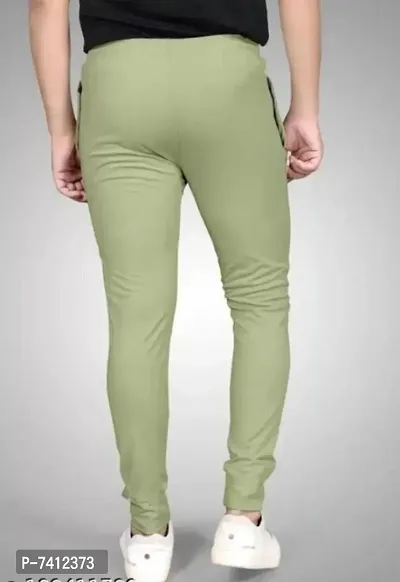 Green Polyester Blend Regular Track Pants For Men-thumb2